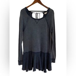 Altar’d State Sweatshirt Tunic Dress Blue Oversized Medium Comfy Coastal Raw Hem